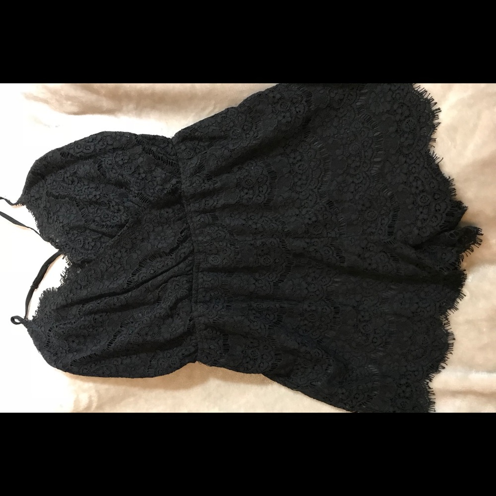 Black lace crisscross back Romper
